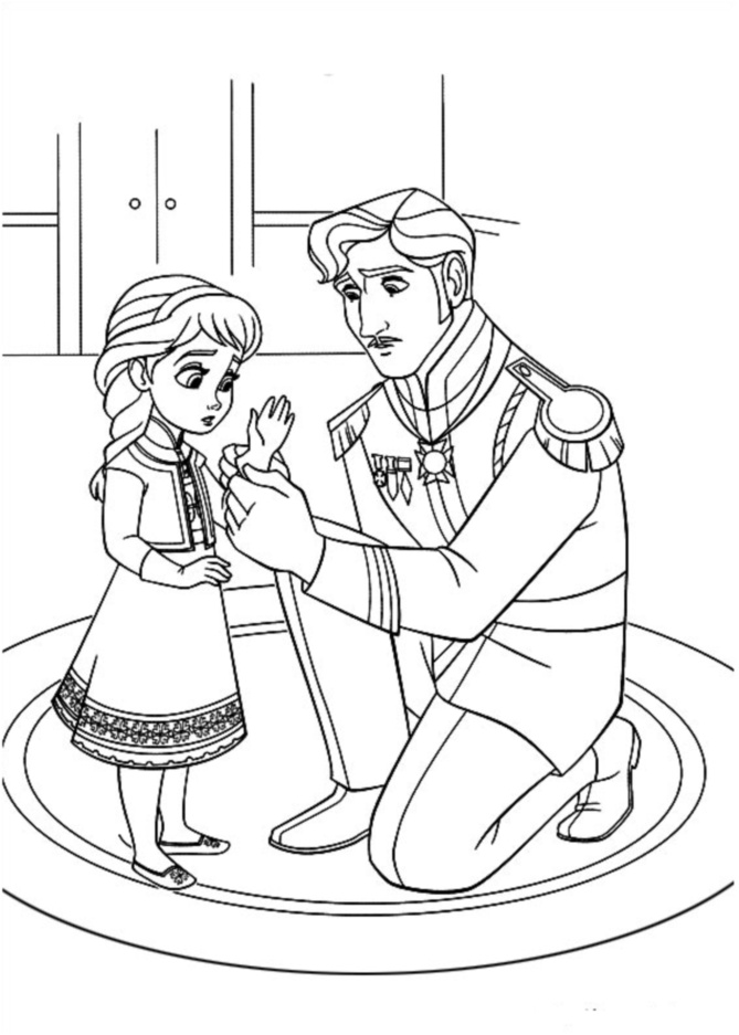 Beautiful Frozen coloring page to print and color : Anna and her father King Agnarr
