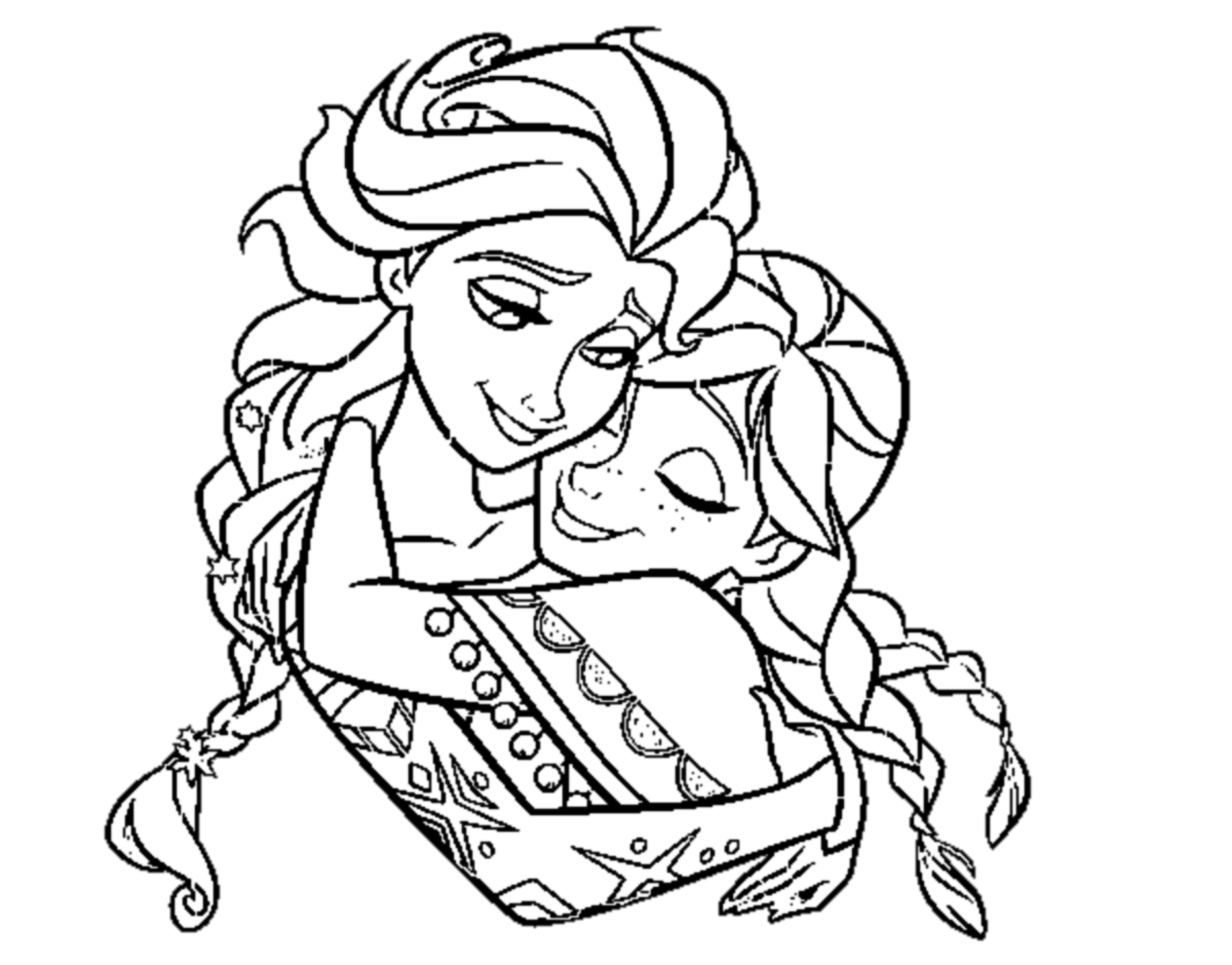 Simple Frozen coloring page to print and color for free : The sisters