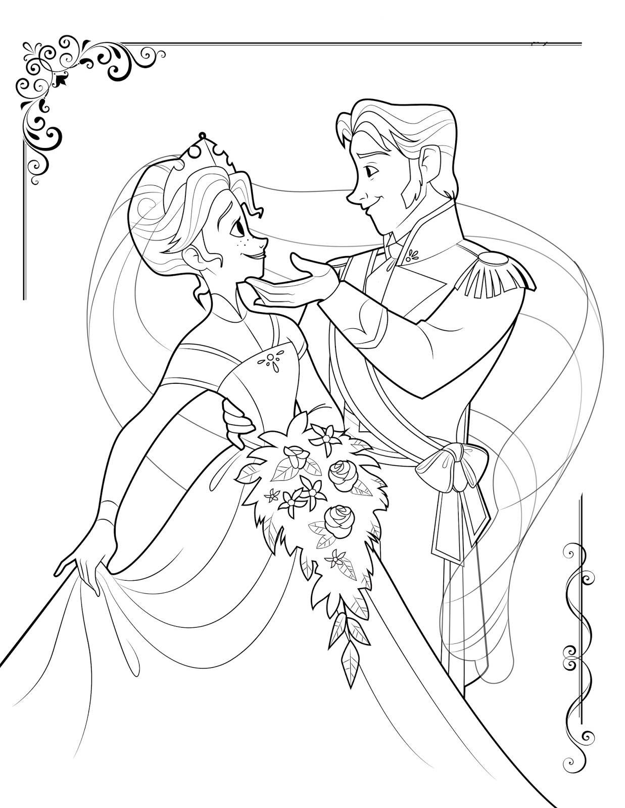 Beautiful Frozen coloring page : The wedding