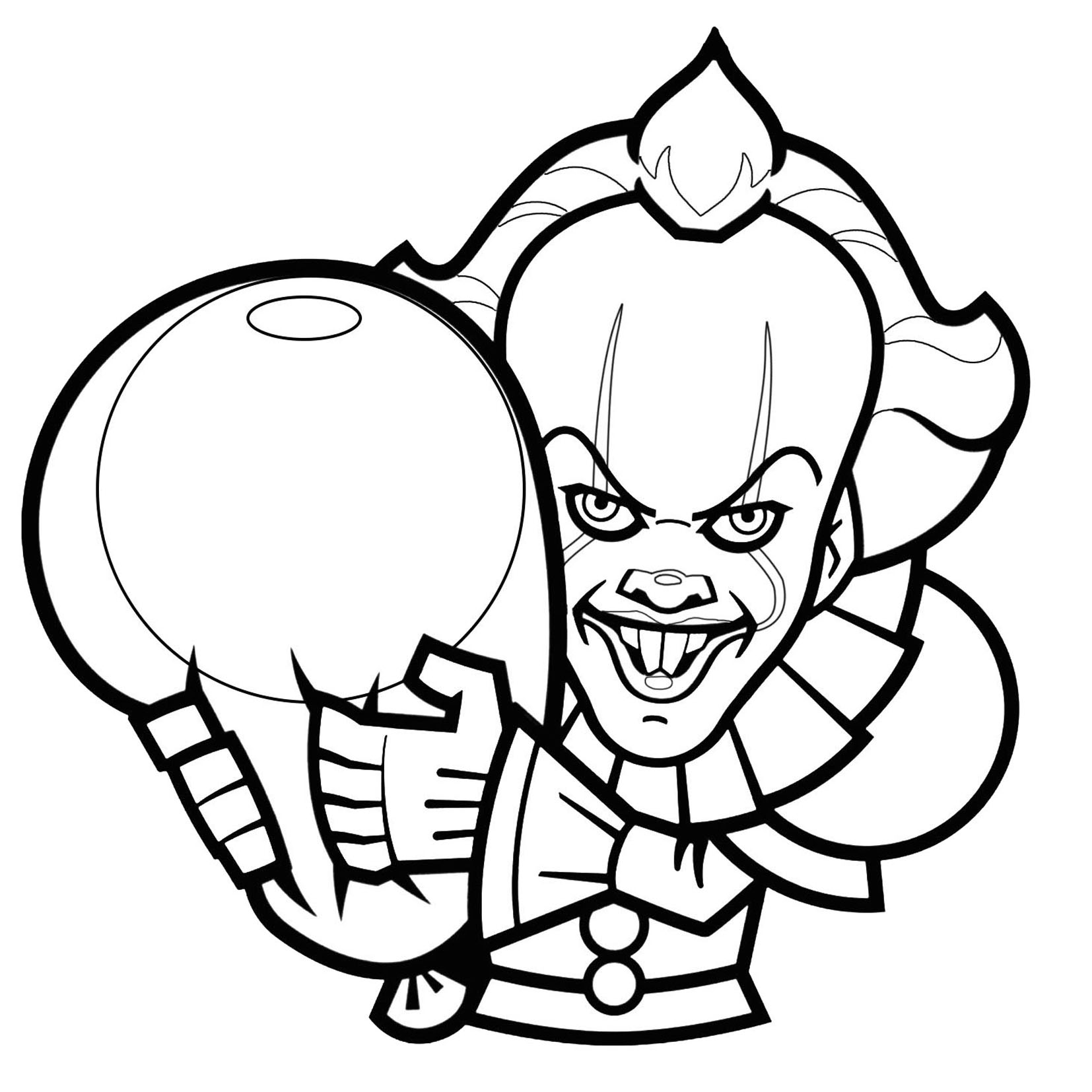 Clown of It version 2 Halloween Kids Coloring Pages