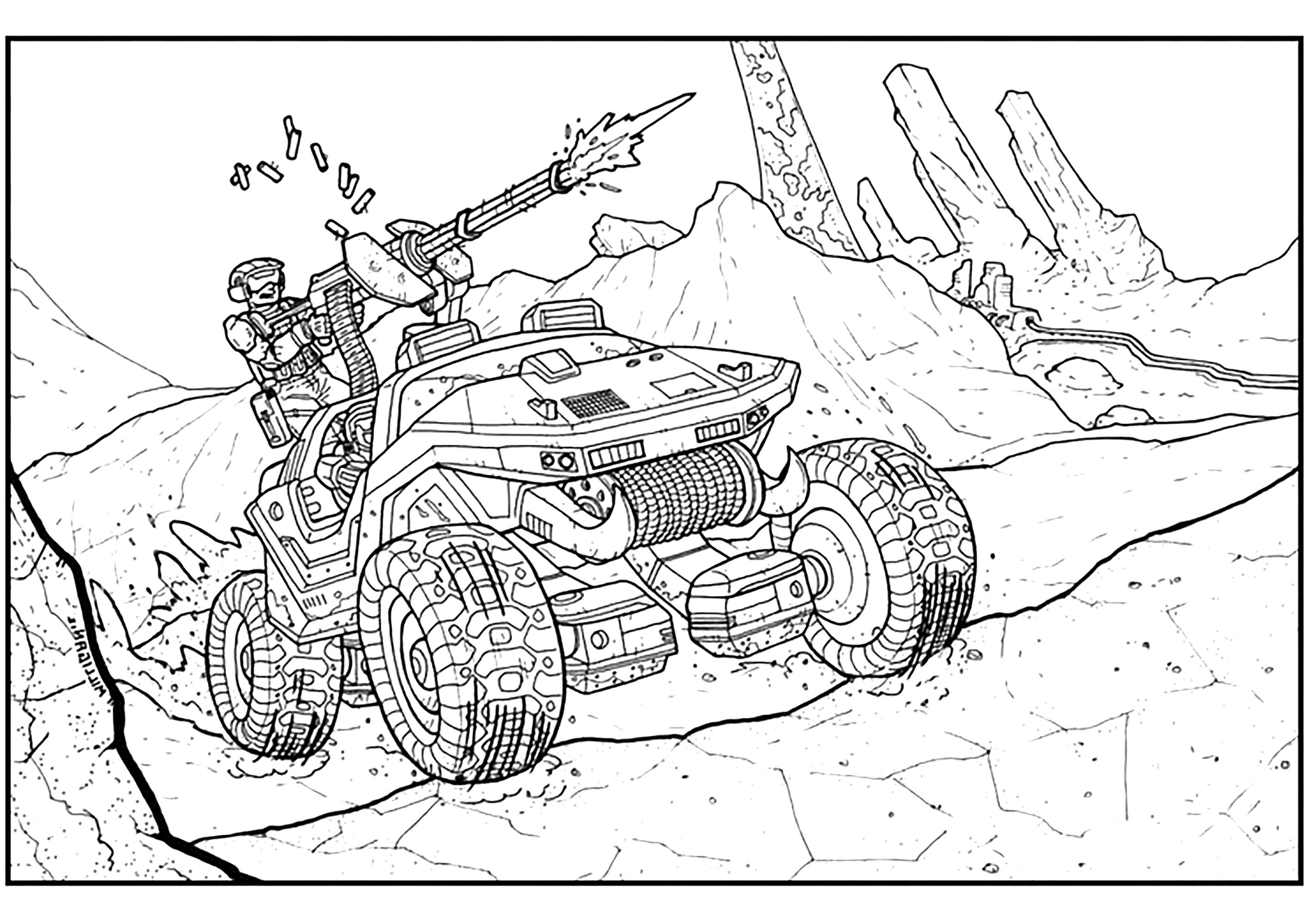 Military vehicle - Halo Coloring Pages for Kids