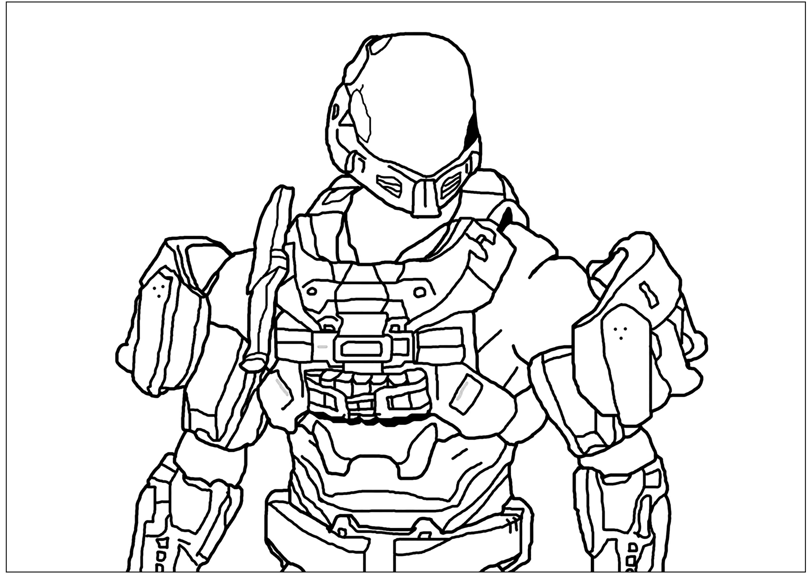 Soldier from the video game Halo - Halo Coloring Pages for Kids