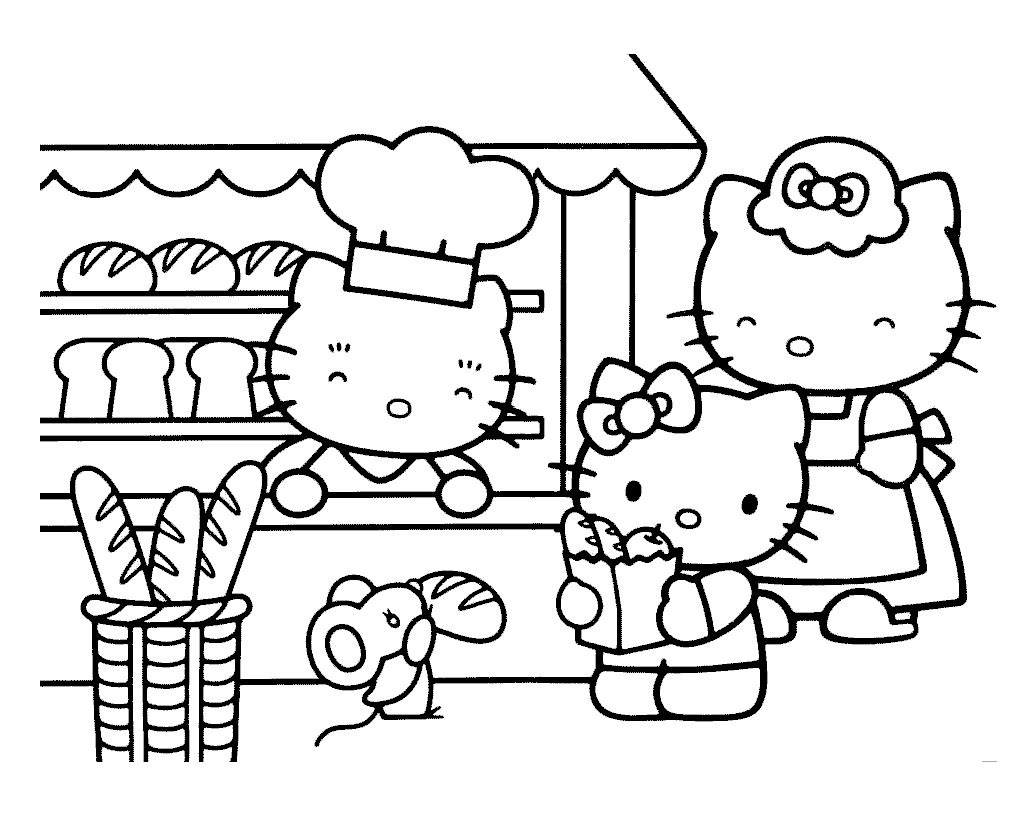 Printable Hello Kitty coloring page to print and color for free