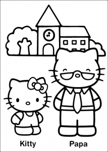 Hello Kitty and her daddy to color