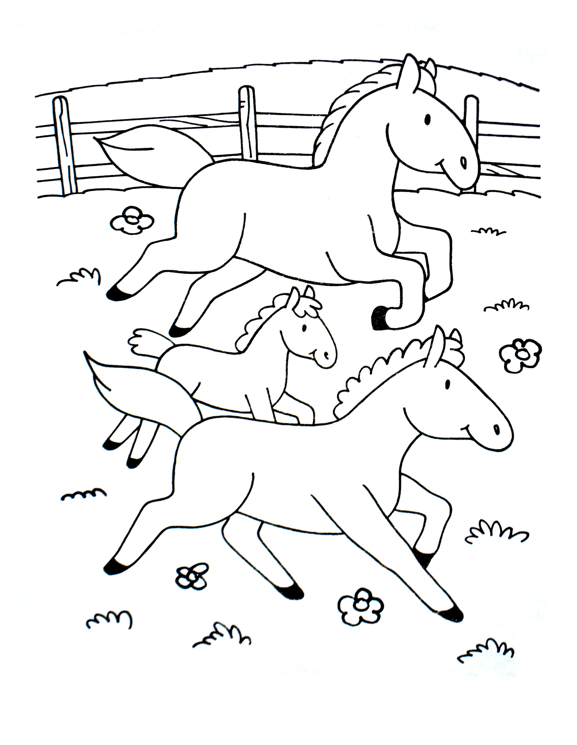 Horse to color for kids : Simple drawing - Horses Kids Coloring Pages