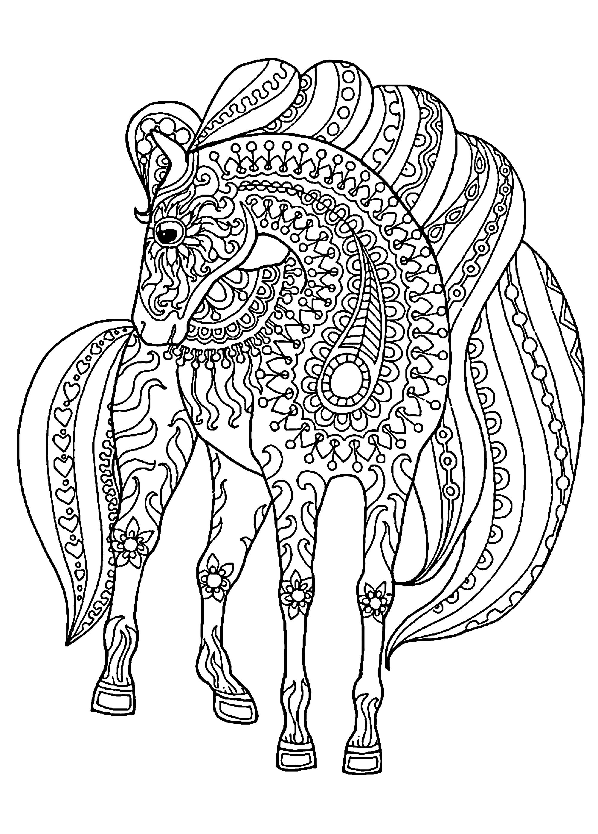 Horse with patterns free to color for children Horses