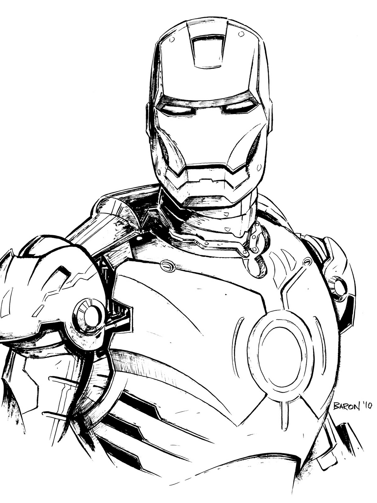 iron man sketch in color
