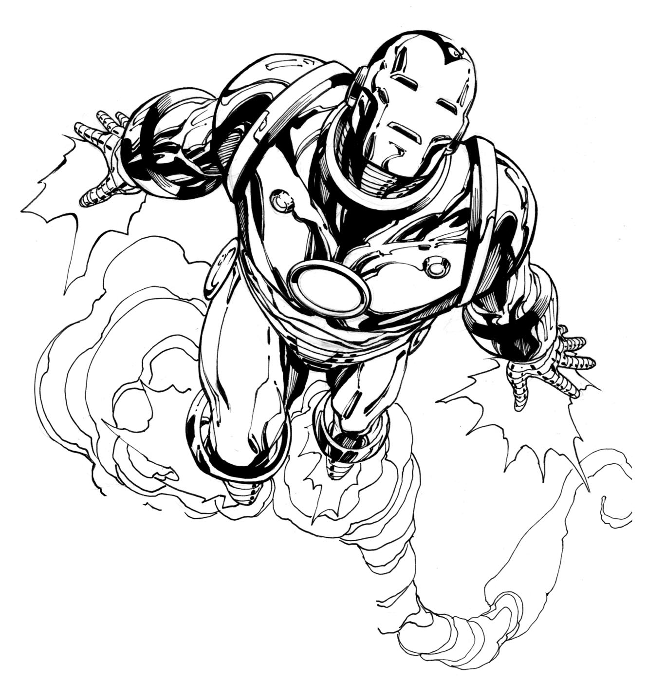Beautiful drawing of Iron Man to print and color