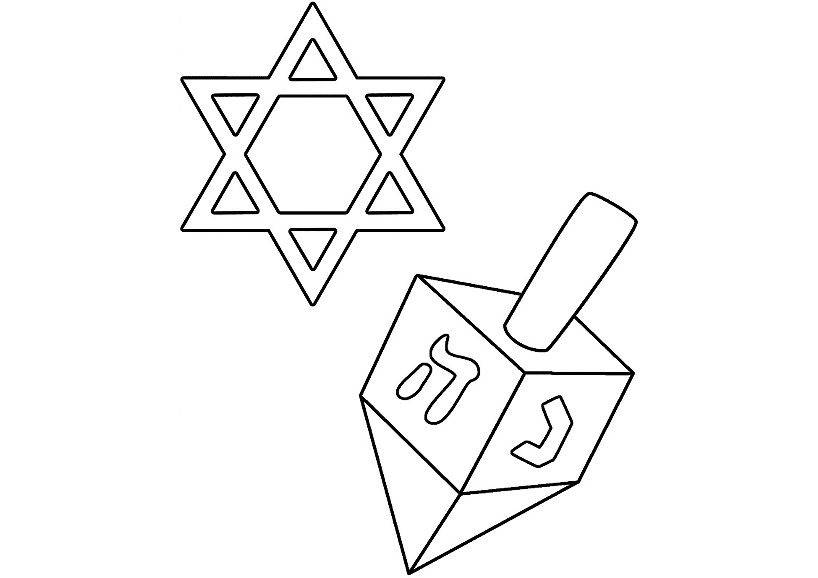 Hanukkah spinning top and Star of David. Two symbols of Judaism