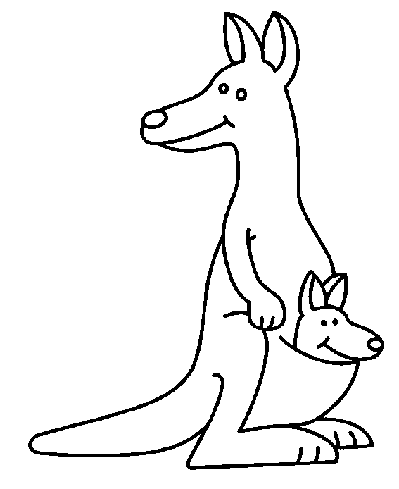 Simple kangaroo coloring pages for kids