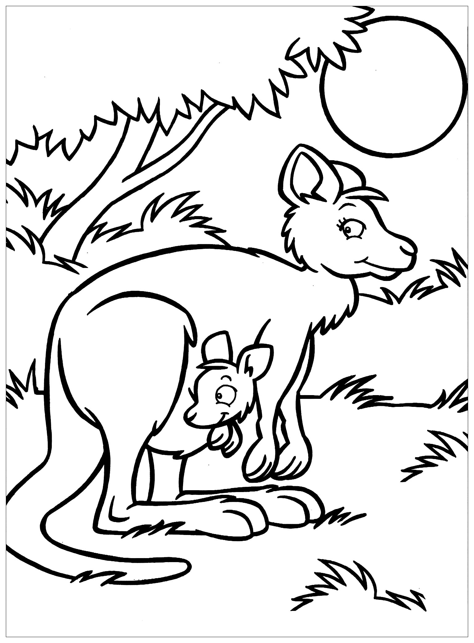 Download Kangaroos free to color for kids - Kangaroos Kids Coloring Pages