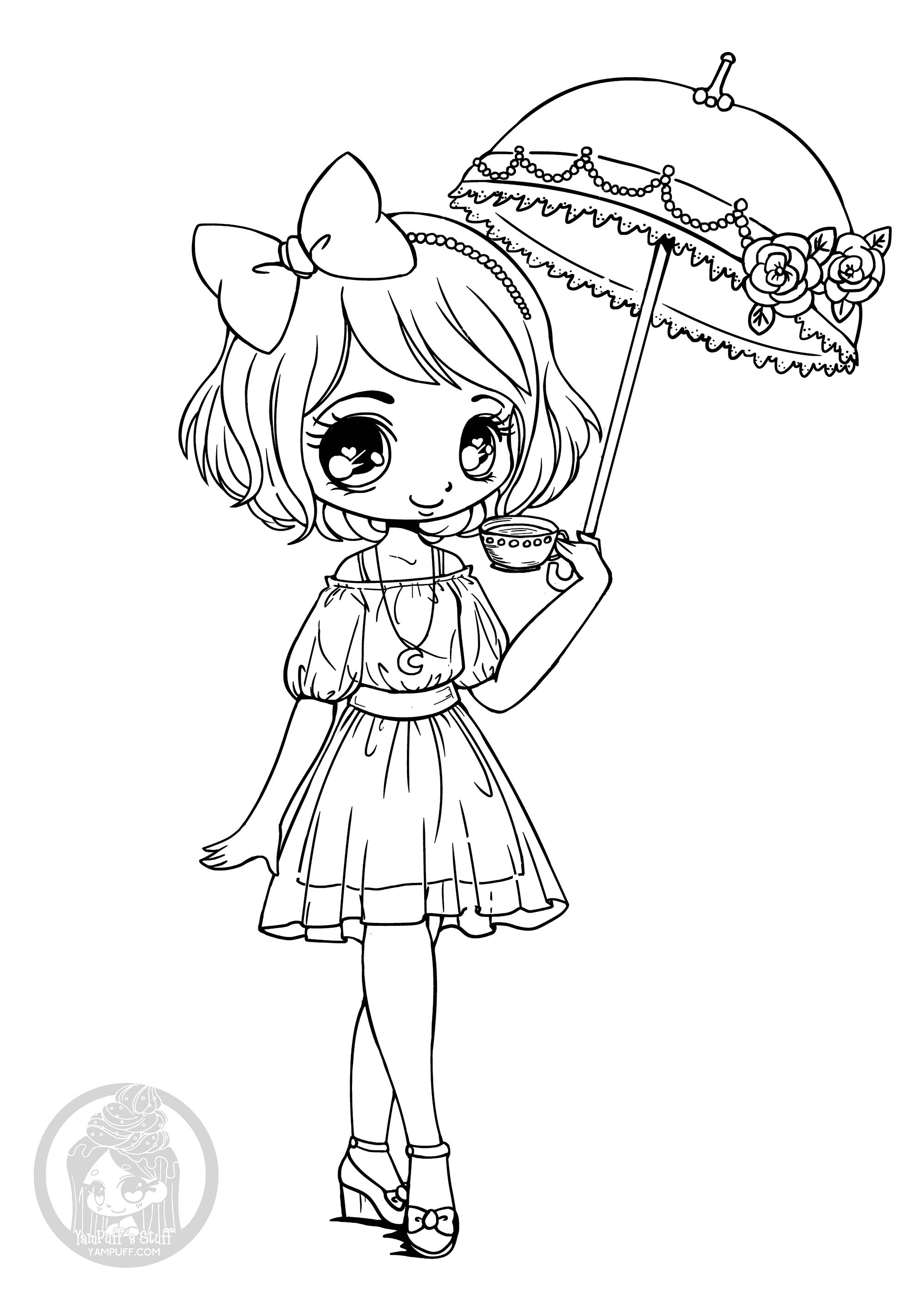 get this adorable cute little girl kawaii coloring pages - kawaii girls ...