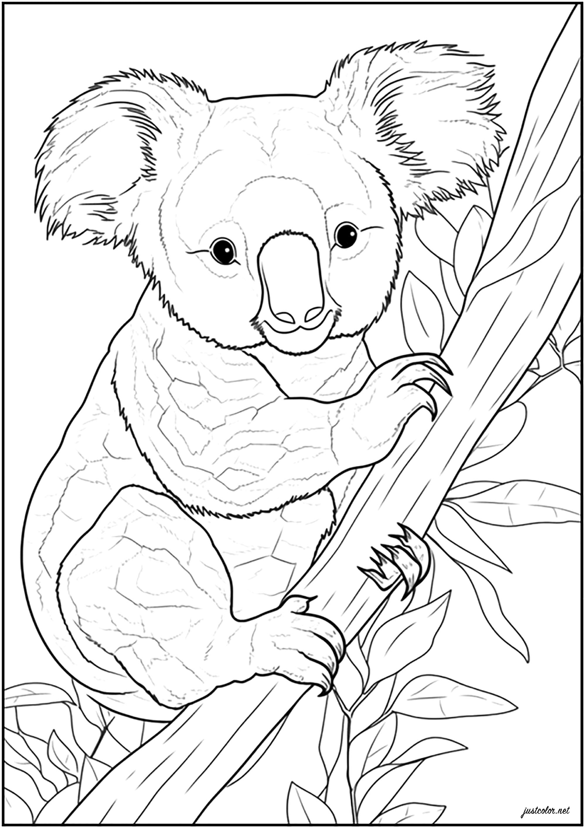 Cute, realistic Koala - Koalas Kids Coloring Pages