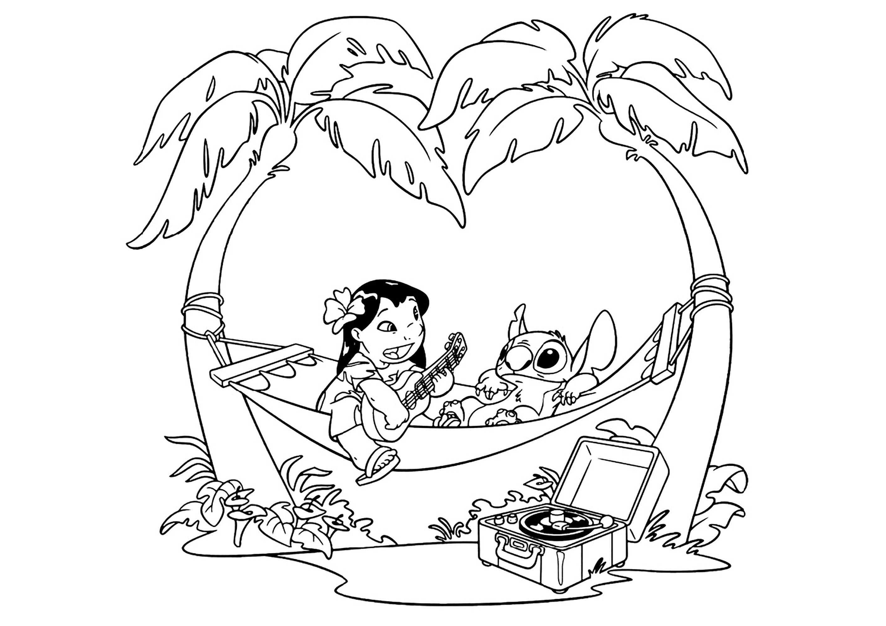 Lilo and Stitch Coloring Page With Activities 
