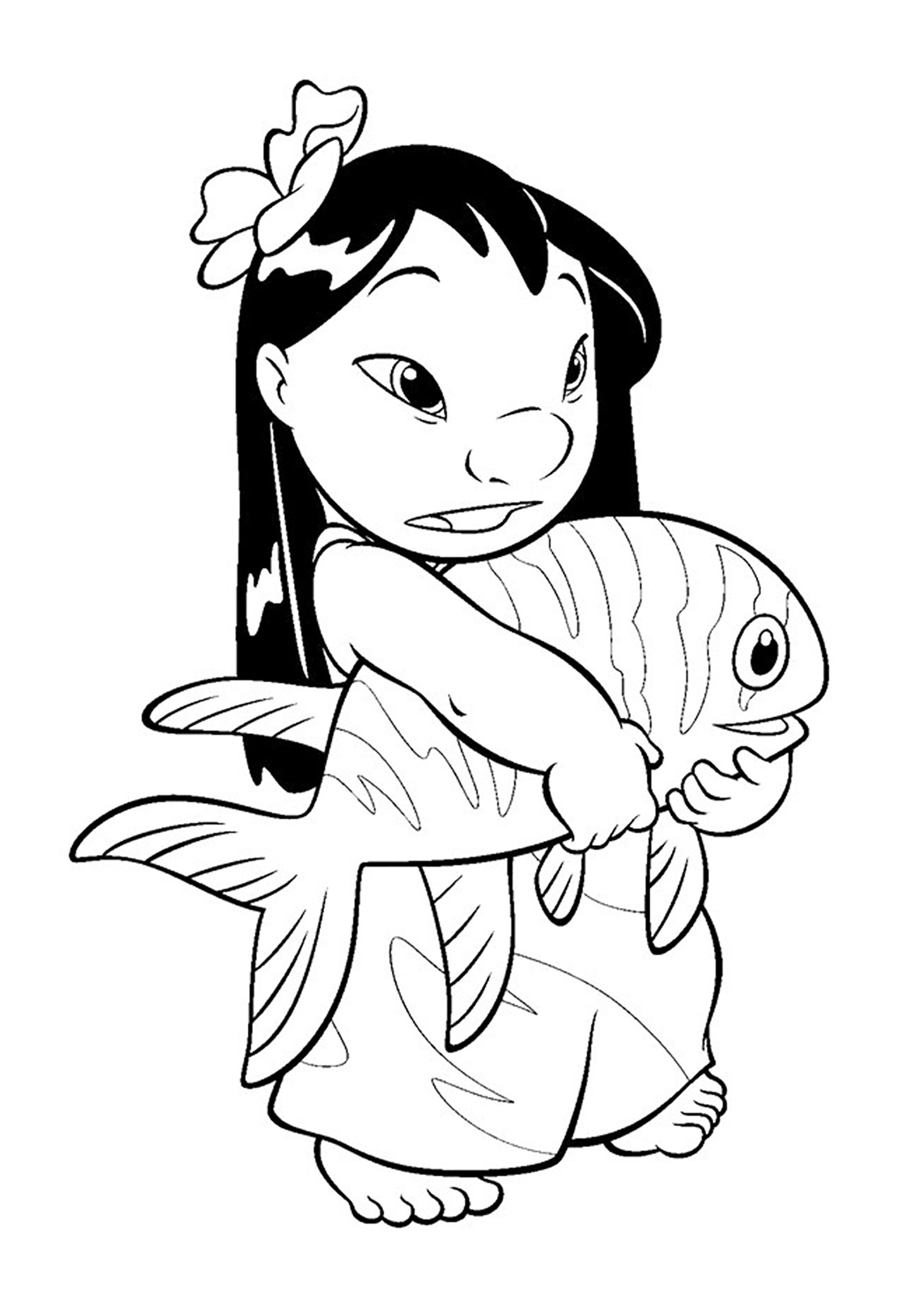 Simple coloring Lilo and Stitch for children