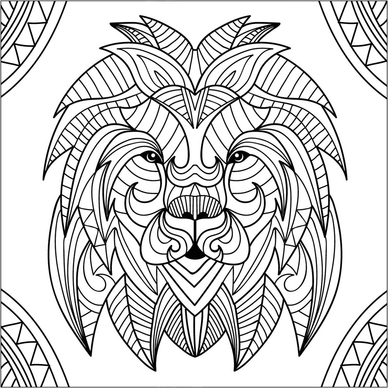 Lion head mandala  1  Lion Kids Coloring Pages