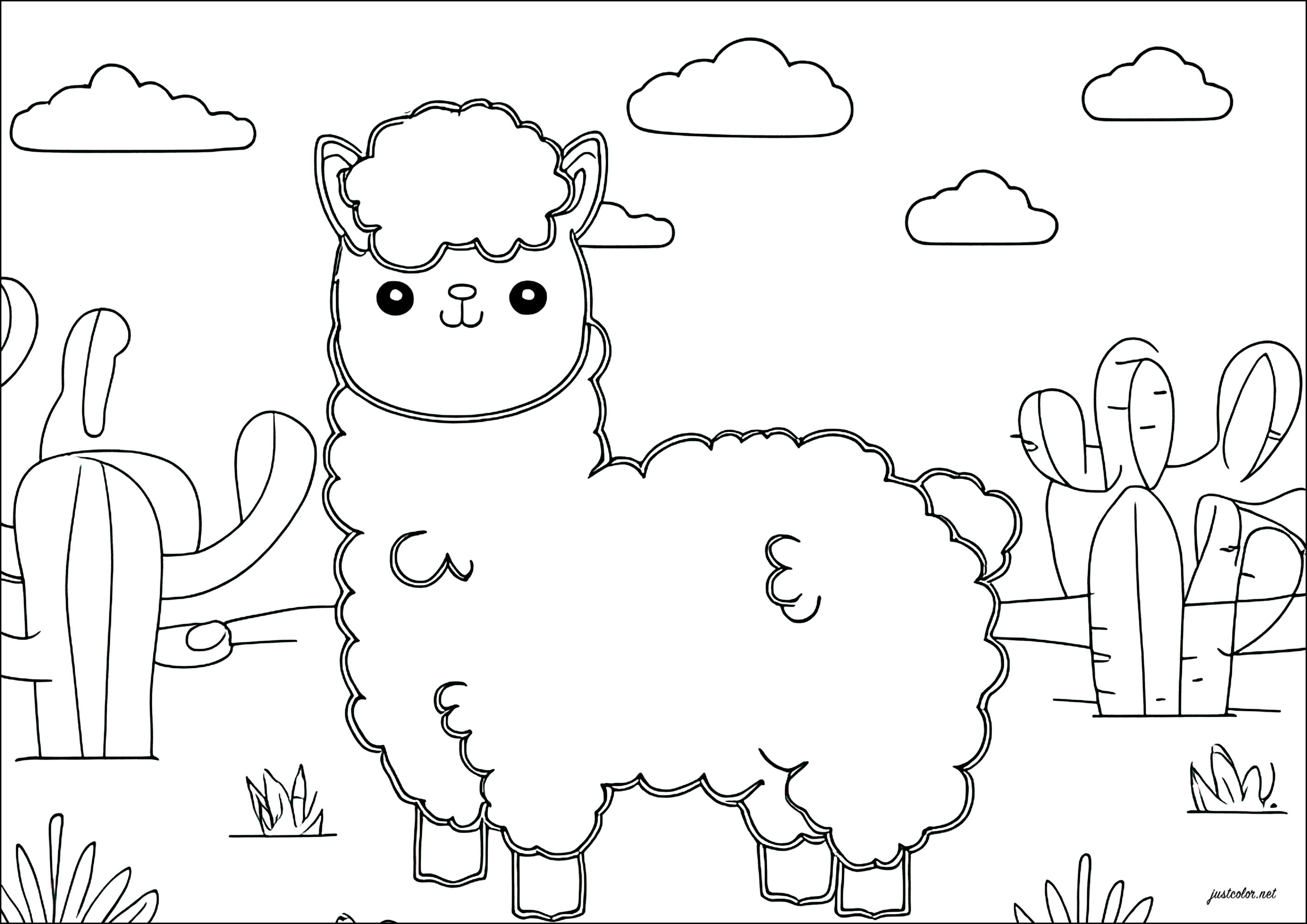 Llama coloring page - Llamas Coloring Pages for Kids