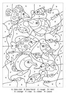Coloring page magic coloring for kids : fishes