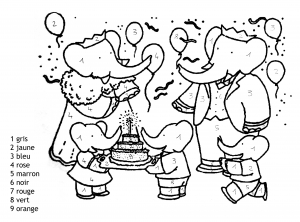 Coloring page magic coloring free to color for kids : Babar and his elephant family