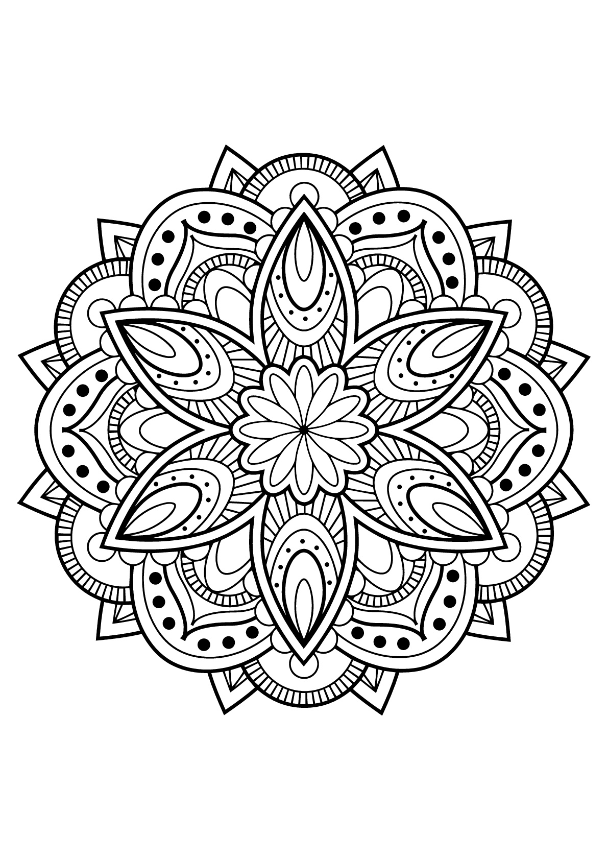 Complex mandala from a free coloring book