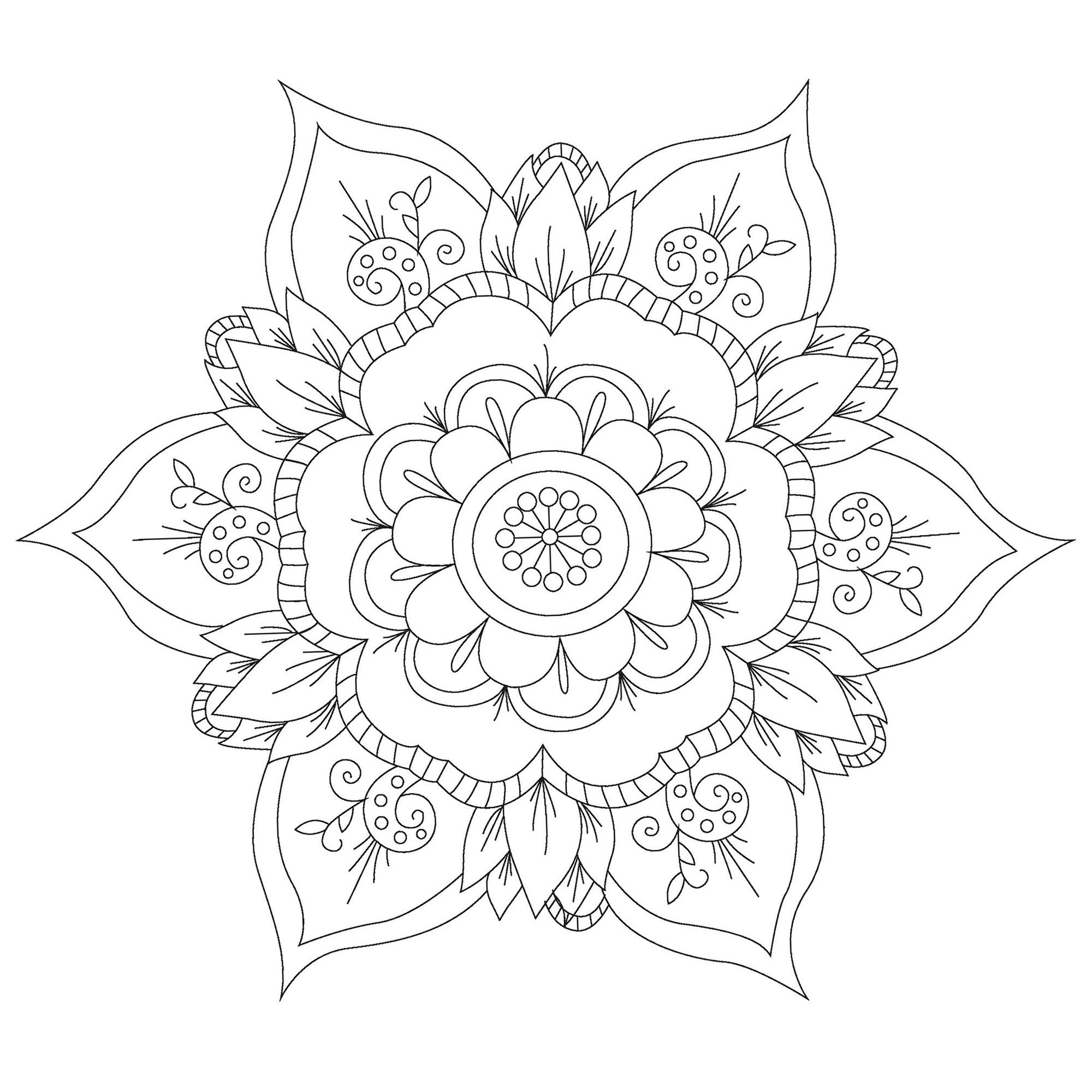 Pretty Mandala in the shape of flowers - Mandalas Kids Coloring Pages