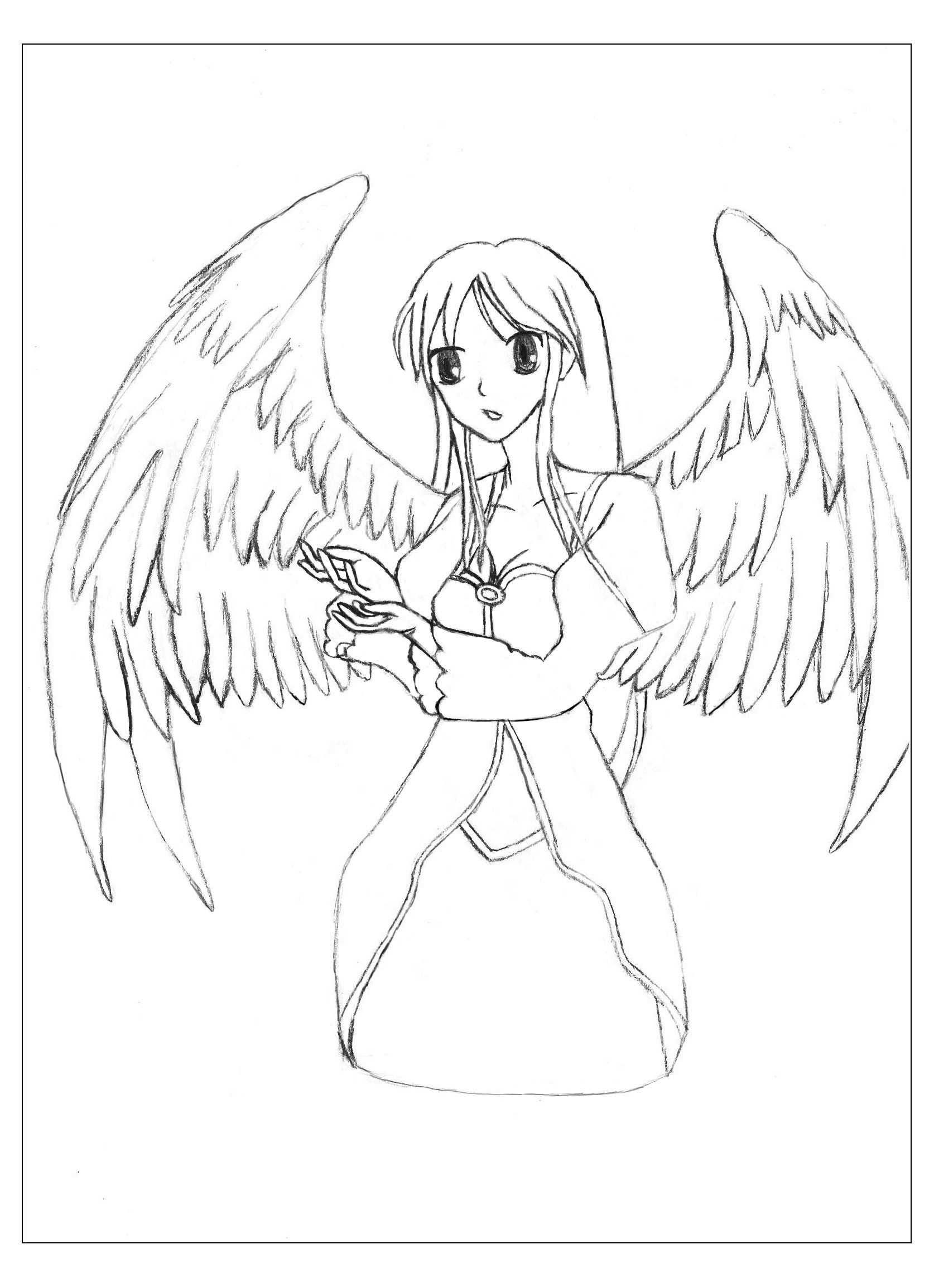 easy anime angel drawings