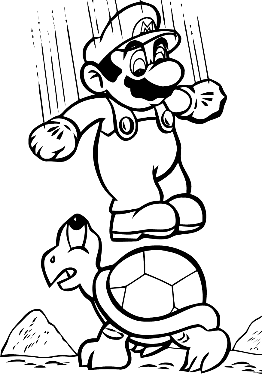 Easy free Mario Bros coloring page to download