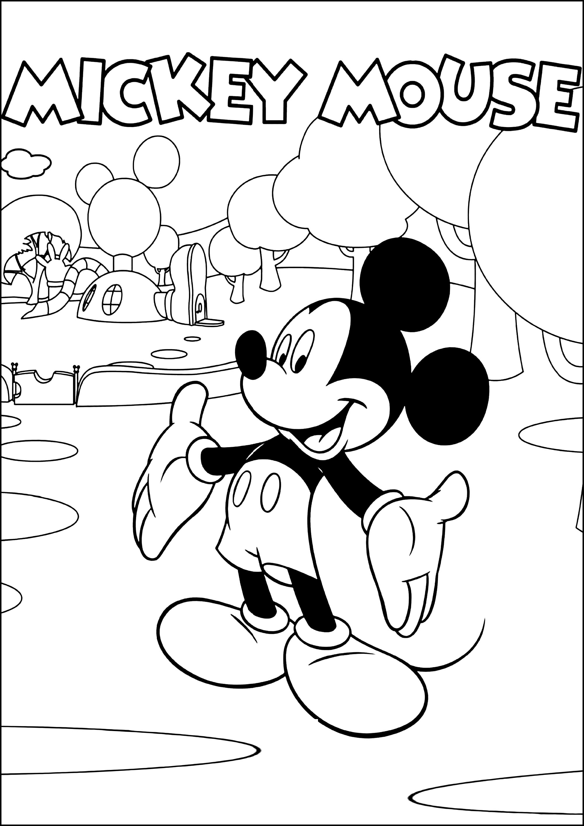 Mickey In Front Of His House Mickey Mouse Clubhouse Coloring Pages