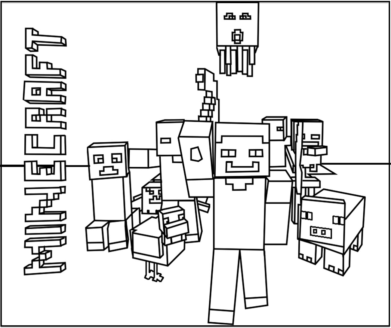 Minecraft image to print and color Minecraft Kids Coloring Pages