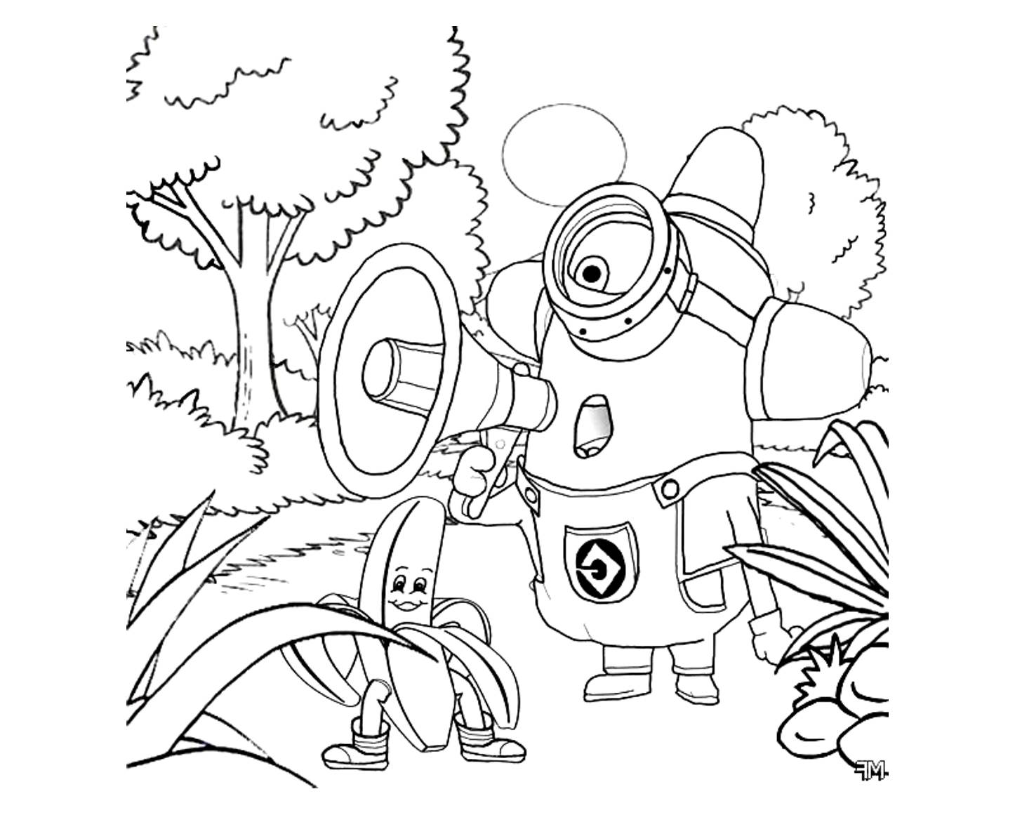 Minions drawing black and white vector free download