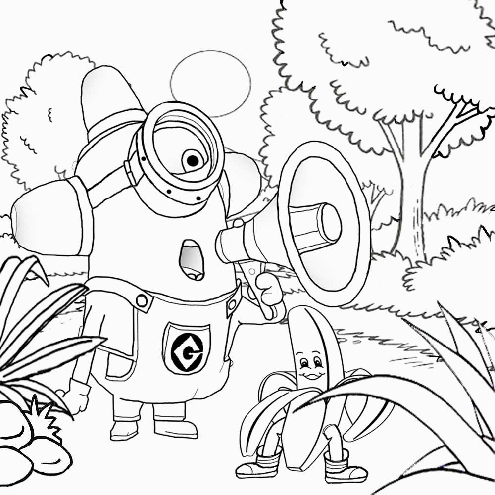 Minions image to download and color - Minions Kids Coloring Pages
