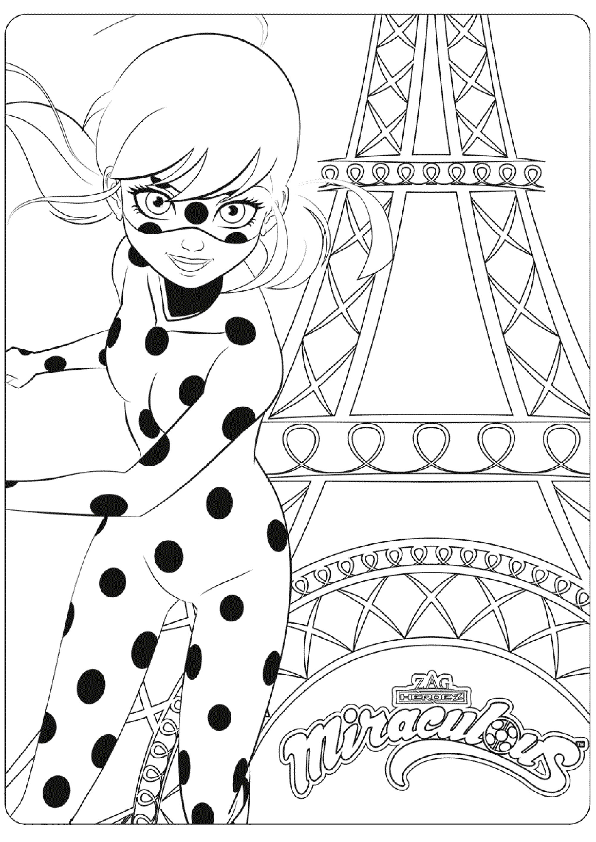 Miraculous lady bug free to color for children ...