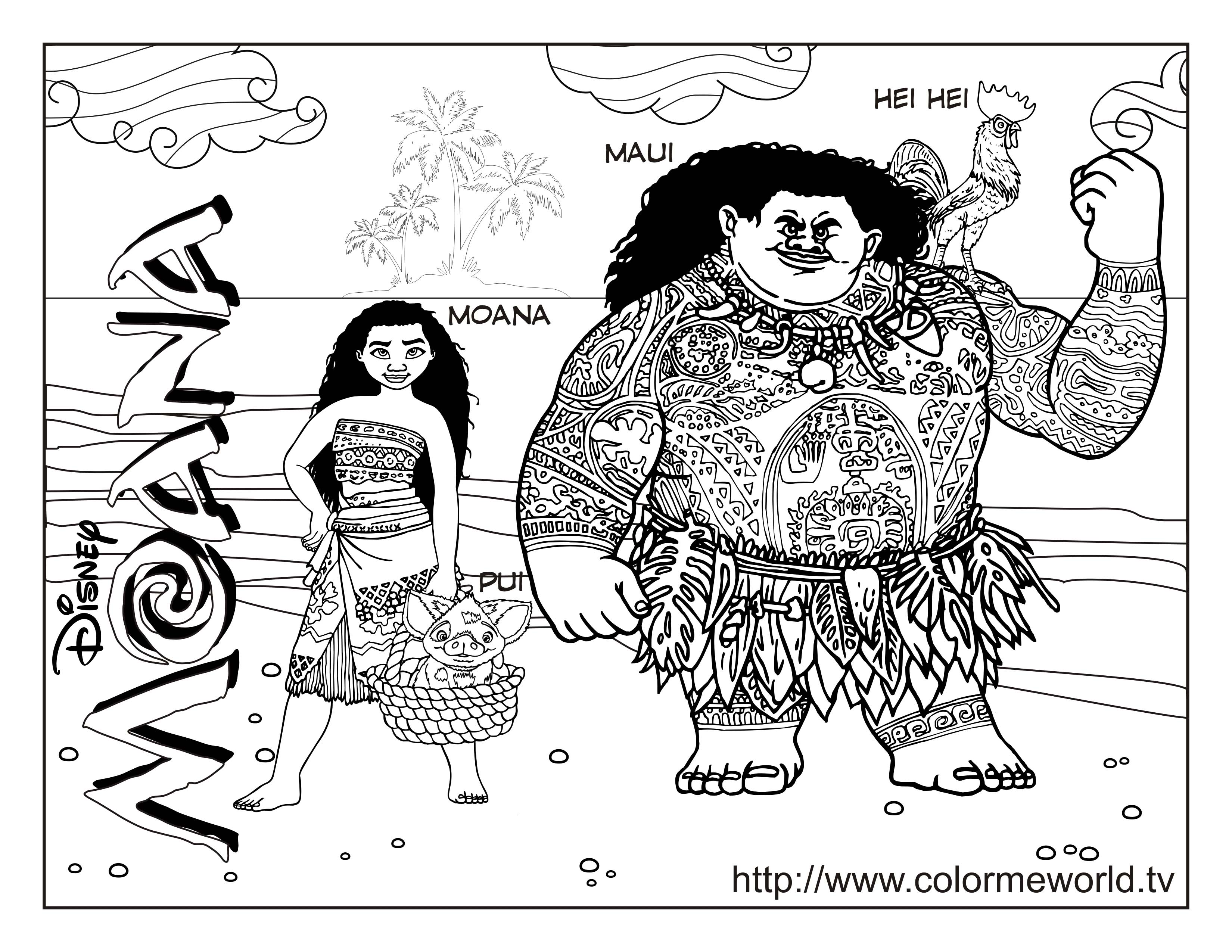 Moana to color for children - Moana Kids Coloring Pages