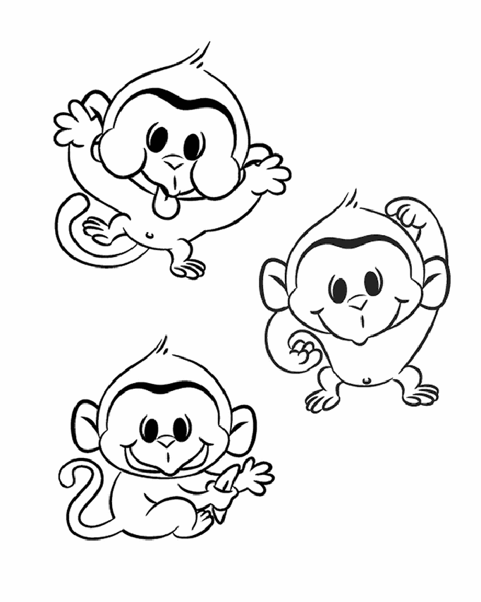 Monkeys for children - Monkeys Kids Coloring Pages