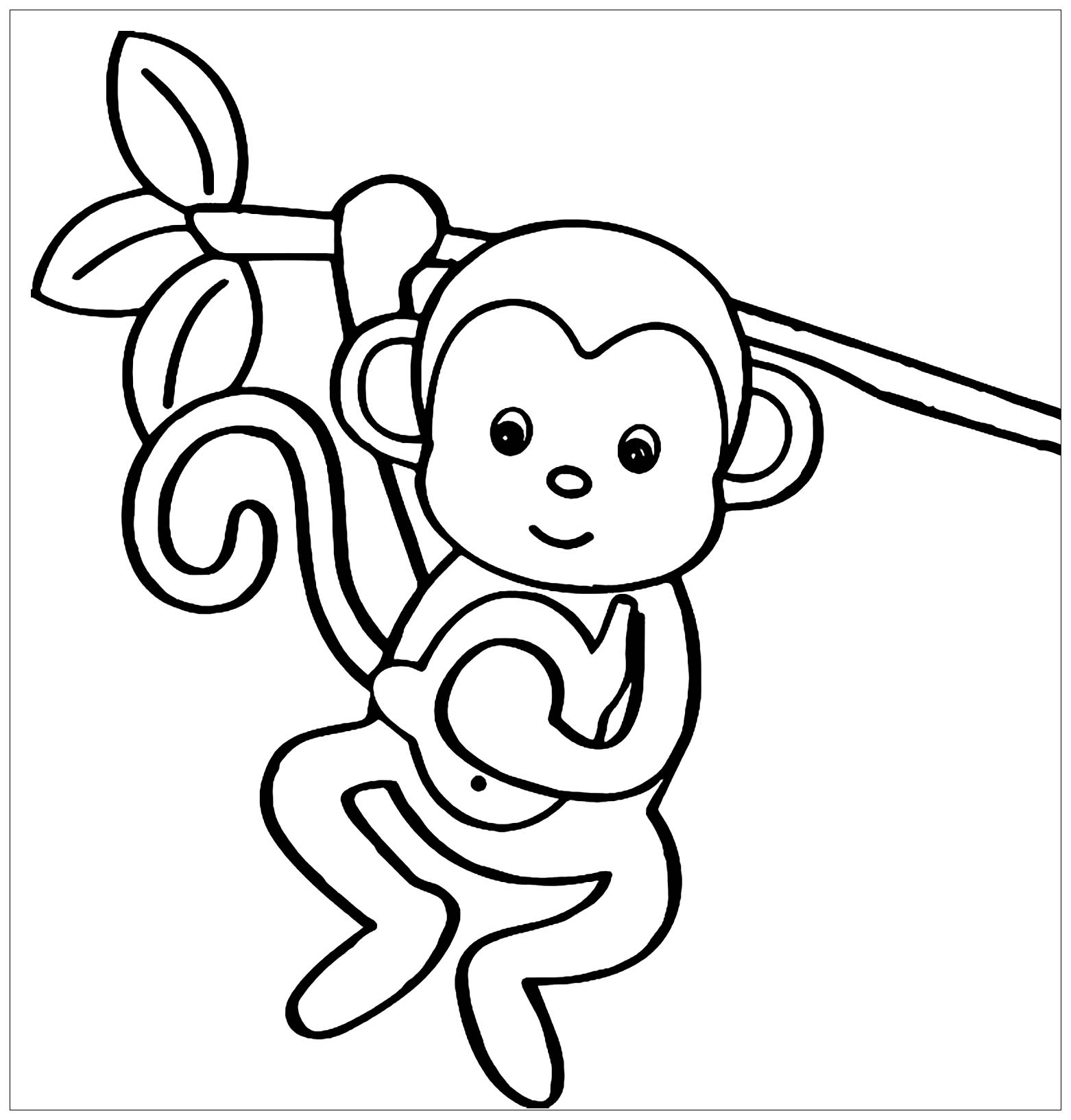 Monkeys to color for children - Monkeys Kids Coloring Pages