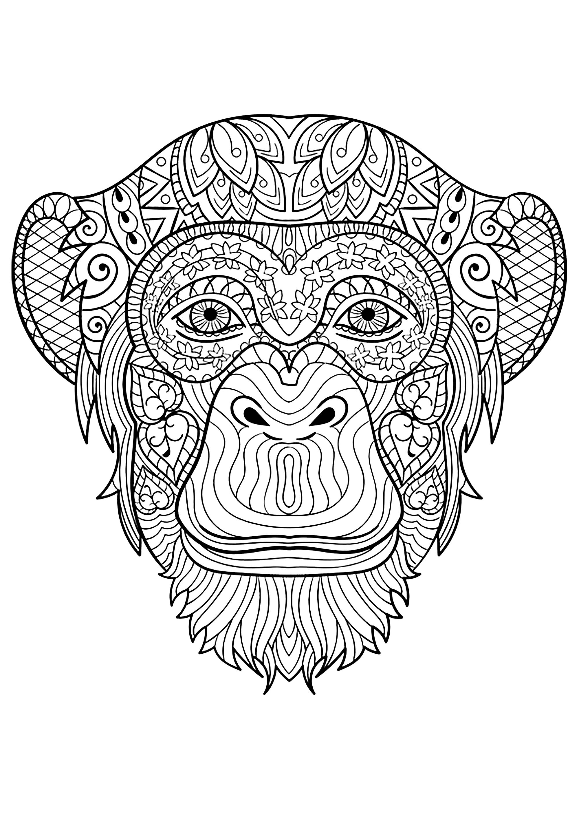 chimpanzee coloring page
