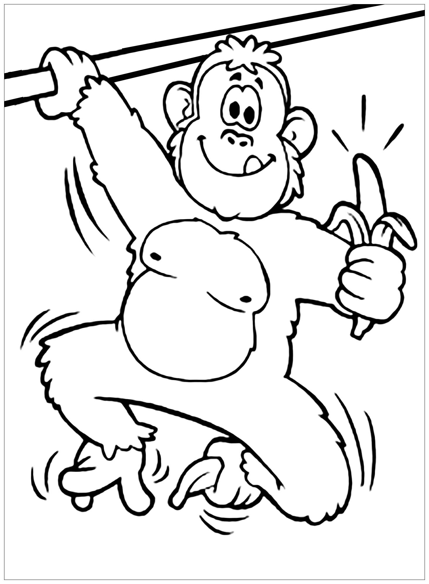 Easy monkey coloring for kids