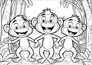 Three funny monkeys