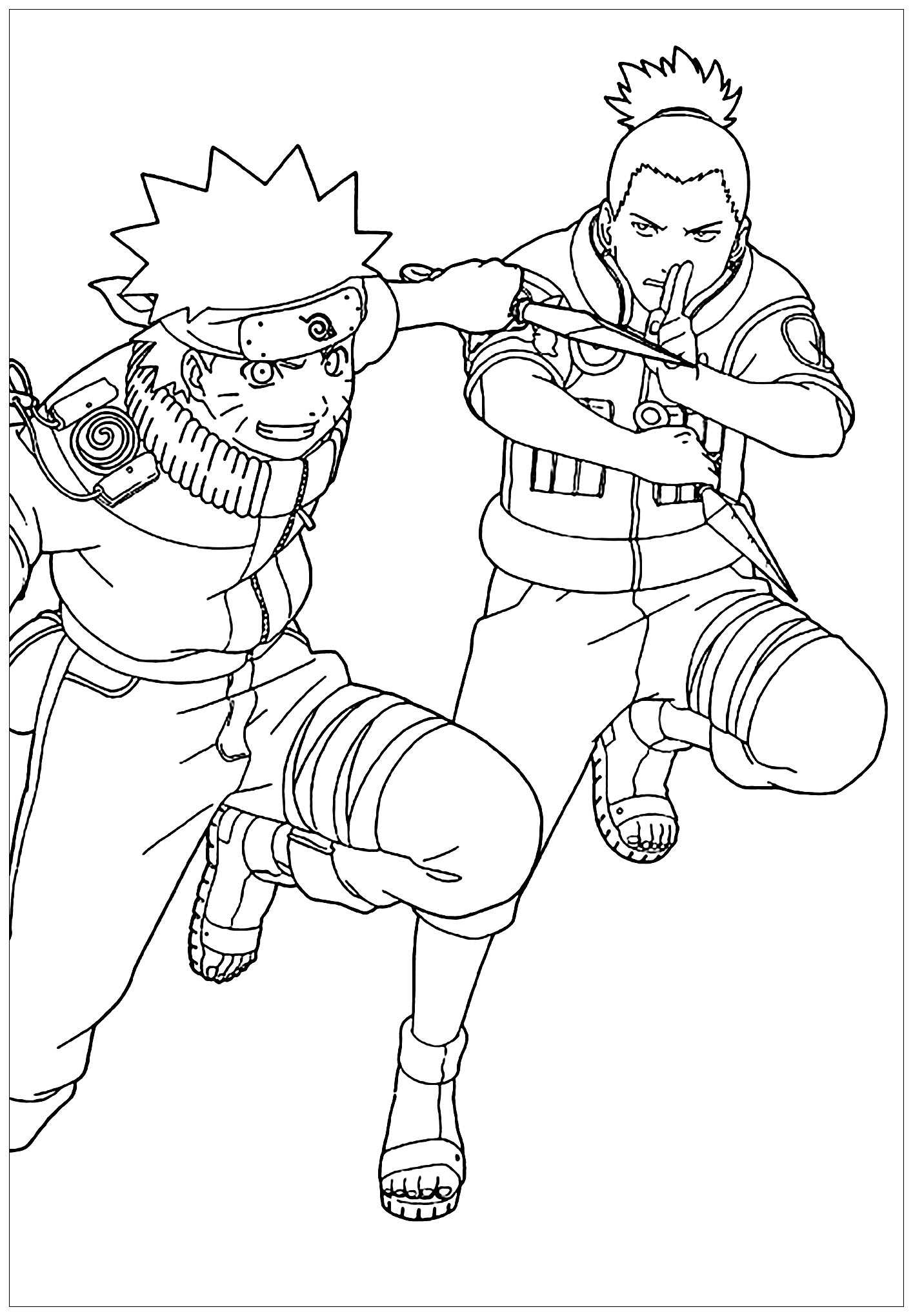 Shikamaru to Naruto - Naruto Kids Coloring Pages