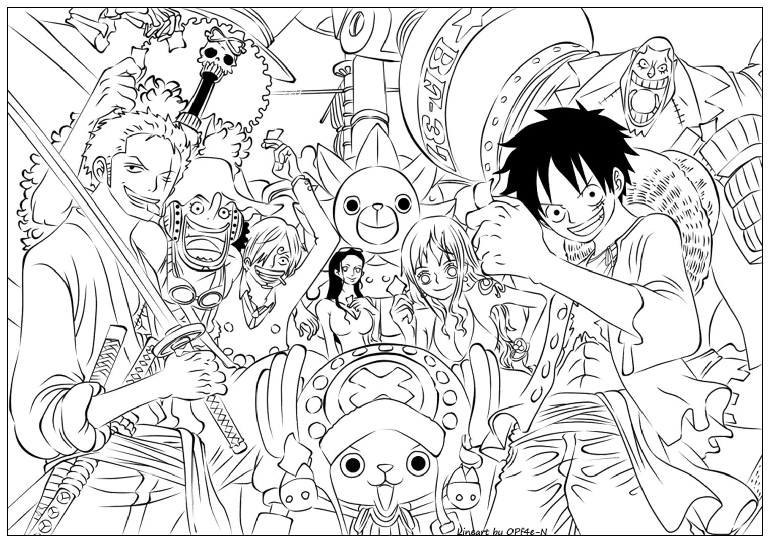 Download One piece to color for kids - One Piece Kids Coloring Pages