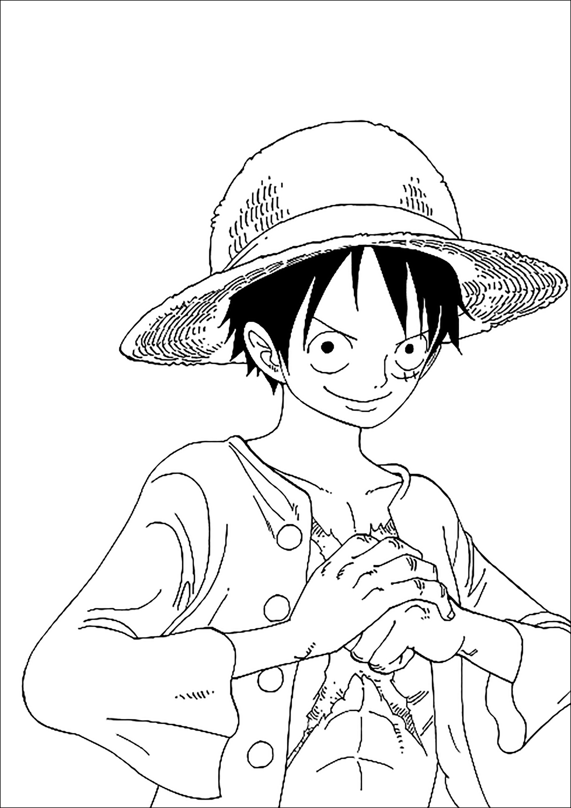 Monkey D. Luffy ready for battle - One Piece Kids Coloring Pages