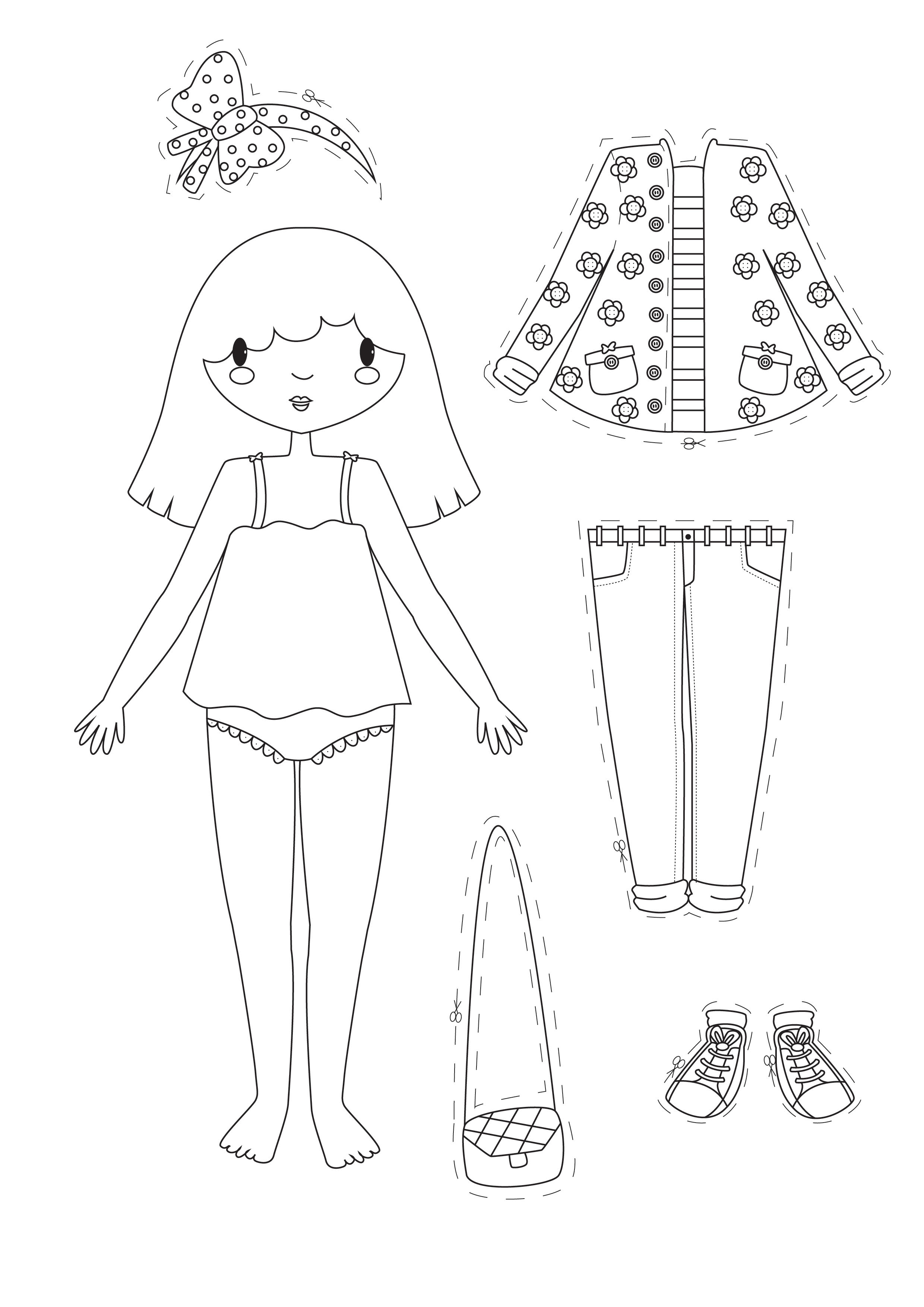 Paper Dolls casual style - Paper Doll Coloring Pages for Kids