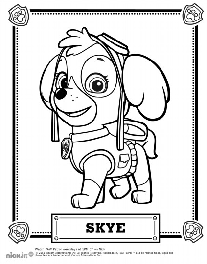 paw patrol characters coloring pages