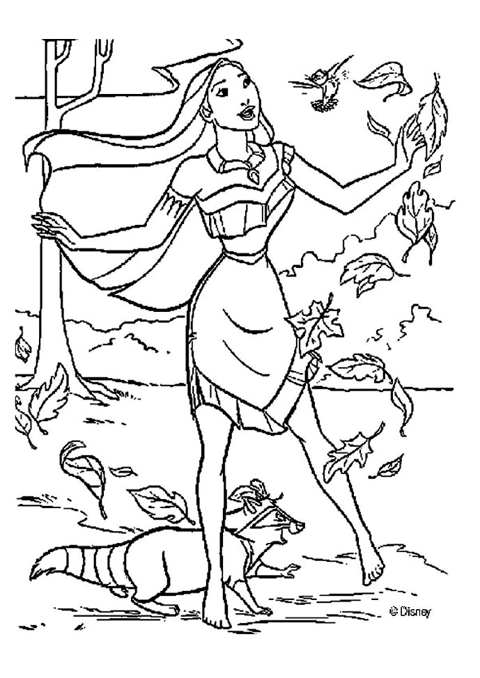 Download Pocahontas to color for kids - Pocahontas Kids Coloring Pages