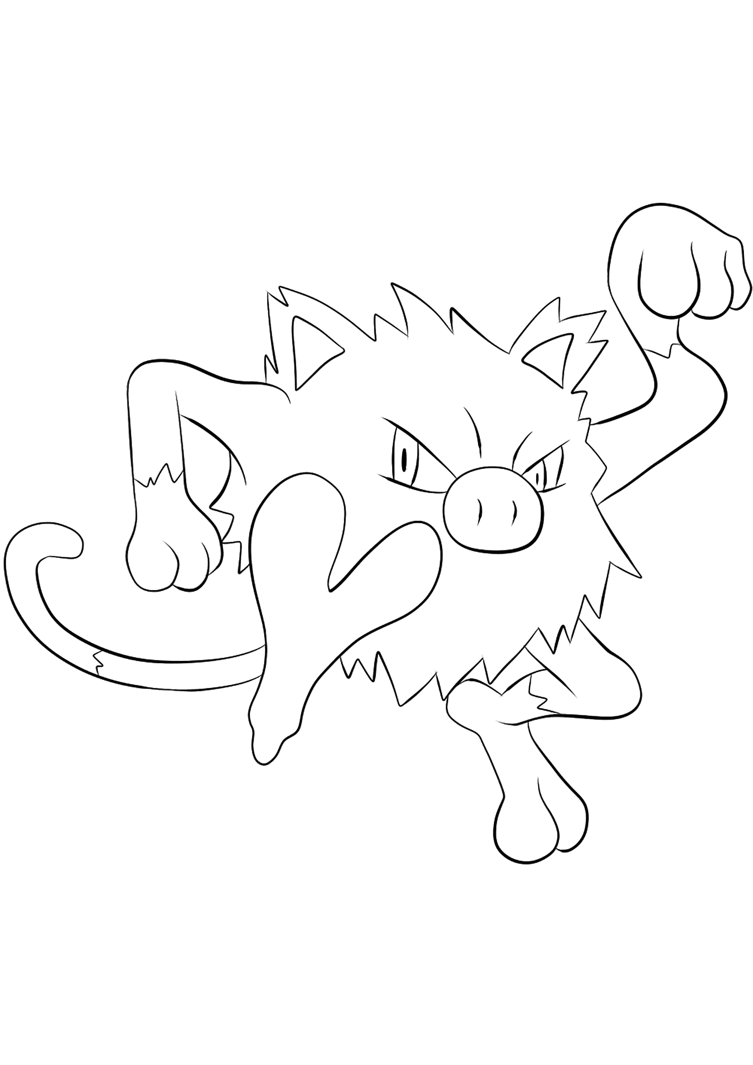 Mankey (No.56). Mankey Coloring page, Generation I Pokemon of type FightingOriginal image credit: Pokemon linearts by Lilly Gerbil on Deviantart.Permission:  All rights reserved © Pokemon company and Ken Sugimori.