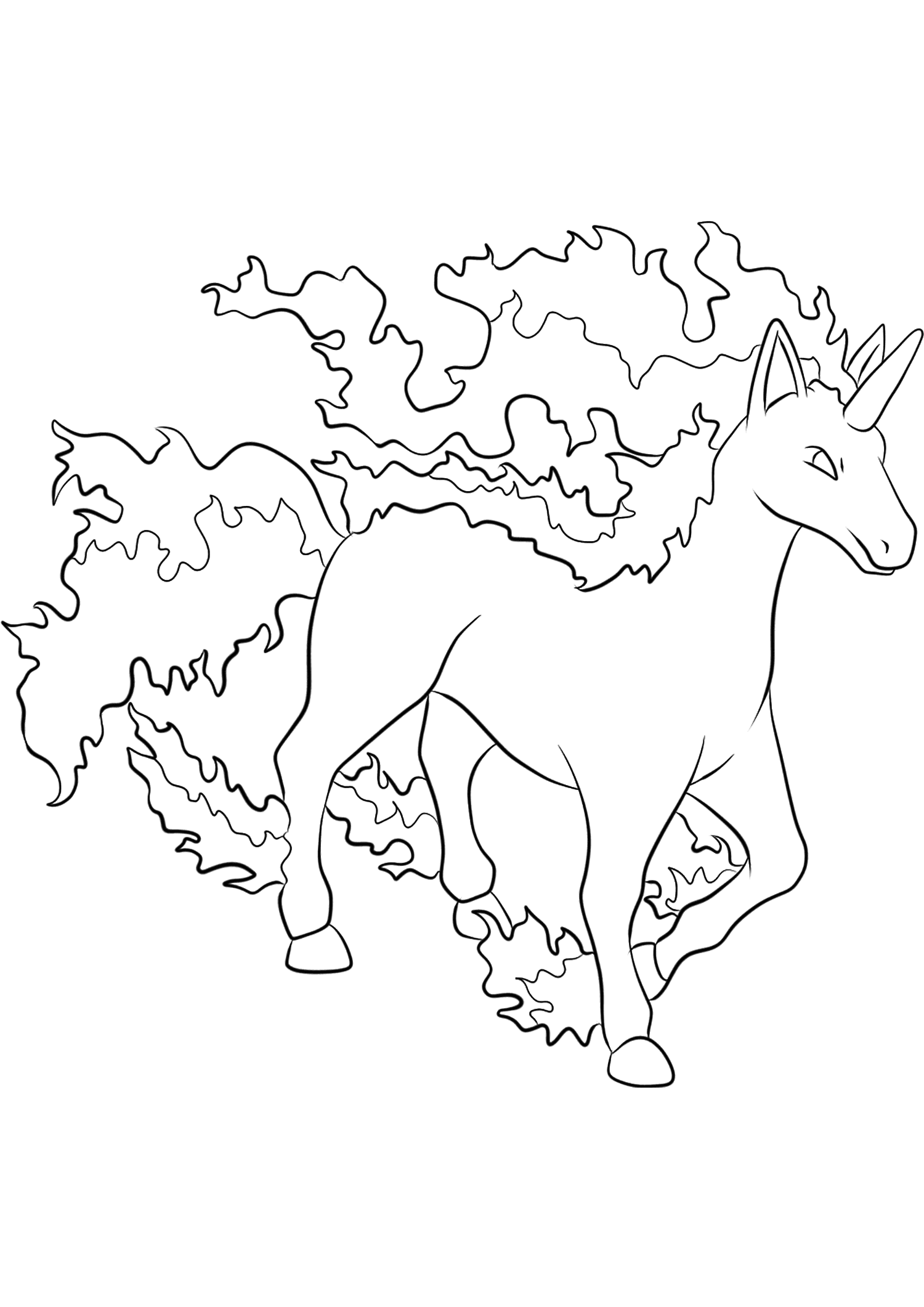 Rapidash (No.78). Rapidash Coloring page, Generation I Pokemon of type FireOriginal image credit: Pokemon linearts by Lilly Gerbil on Deviantart.Permission:  All rights reserved © Pokemon company and Ken Sugimori.