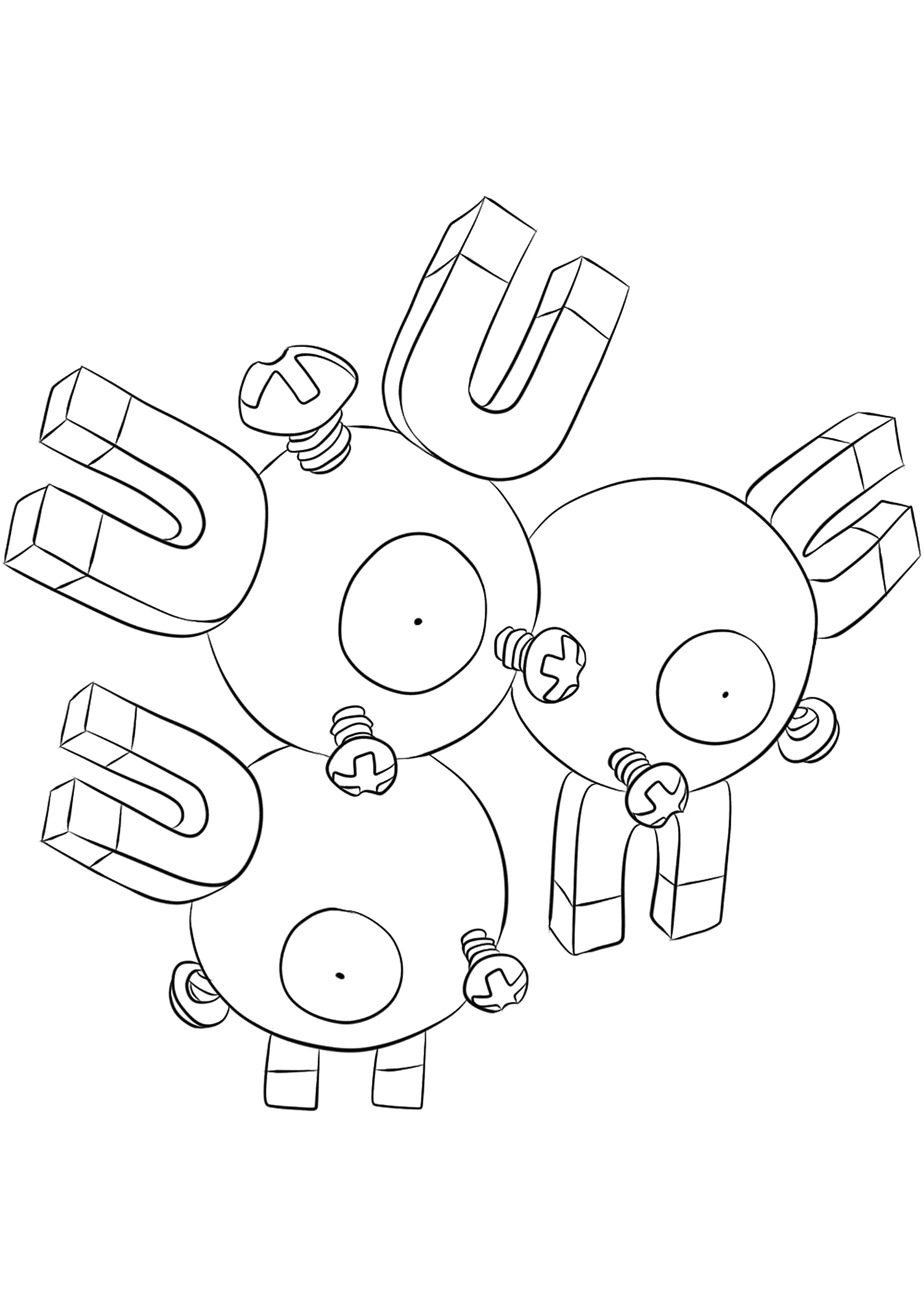 Magneton (No.82). Magneton Coloring page, Generation I Pokemon of type Electrik and SteelOriginal image credit: Pokemon linearts by Lilly Gerbil on Deviantart.Permission:  All rights reserved © Pokemon company and Ken Sugimori.