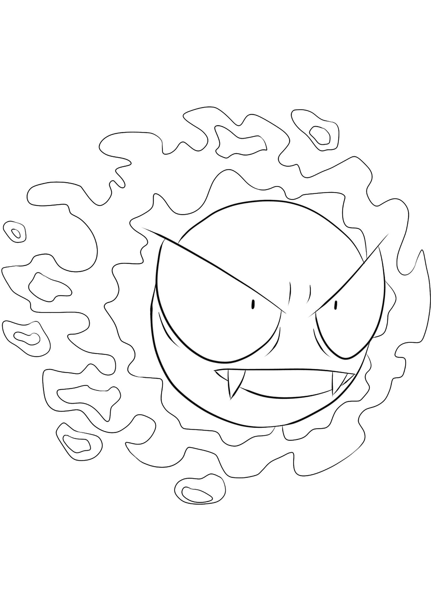 Gastly (No.92). Gastly Coloring page, Generation I Pokemon of type Ghost and PoisonOriginal image credit: Pokemon linearts by Lilly Gerbil on Deviantart.Permission:  All rights reserved © Pokemon company and Ken Sugimori.