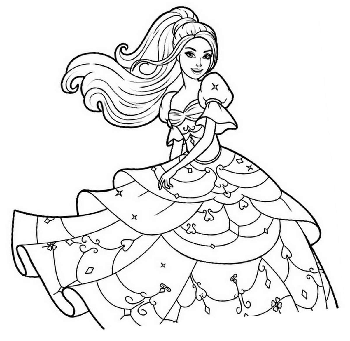 Princess image to print and color Princesses Kids Coloring Pages
