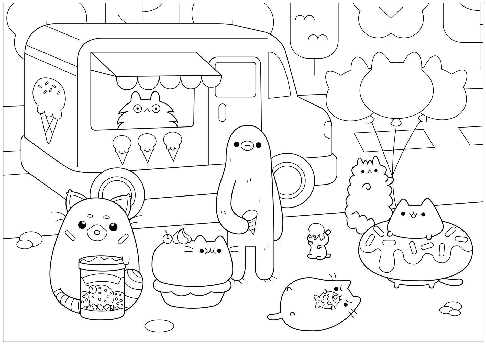 cute coloring pages for girls pusheen